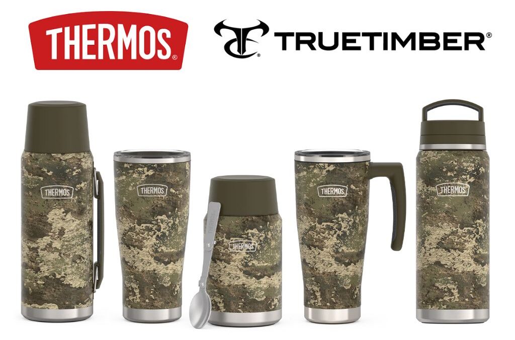 TrueTimber partners with Thermos to debut the Strata Camo Collection—durable mugs, tumblers, bottles, and food jars built for every outdoor adventure.