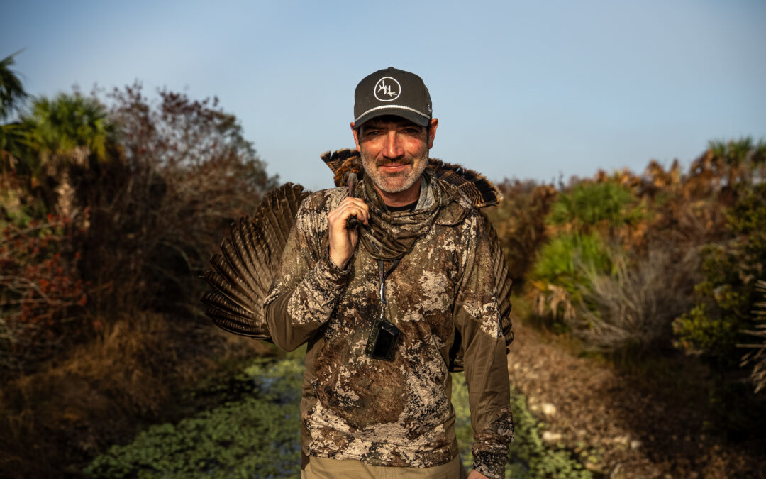 Phillip Culpepper turkey hunting while wearing TrueTimber camouflage gear.