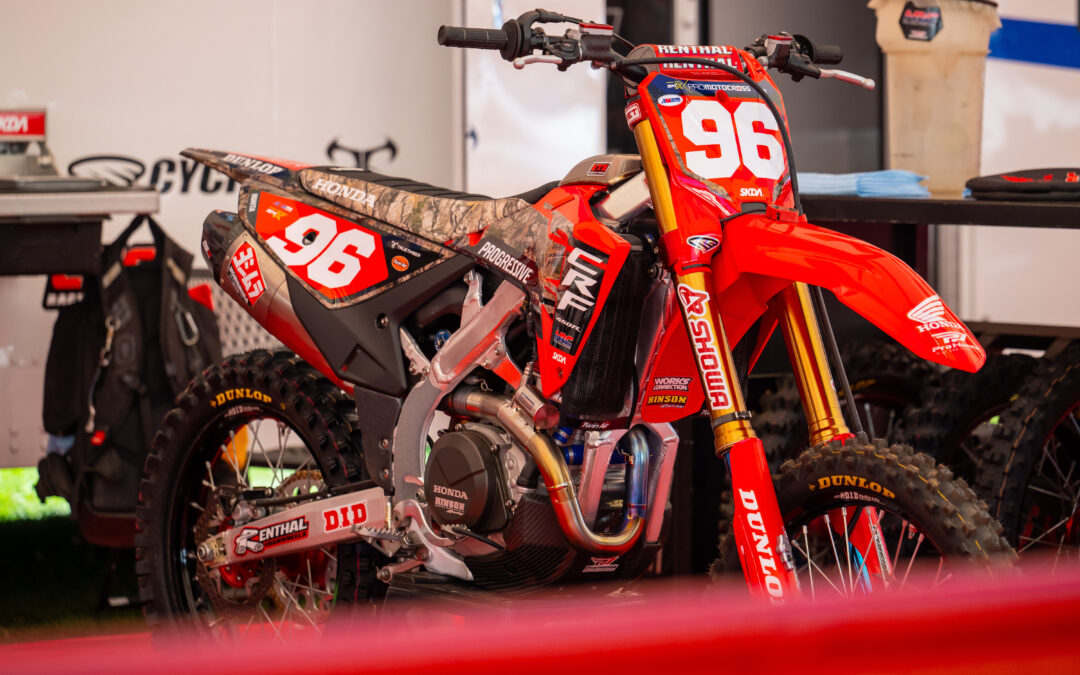 Honda HRC race bikes feature TrueTimber Atera camo graphics at the Washougal National motocross event.